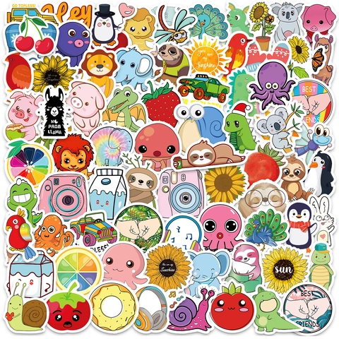 Adesivi Cartoni Animati Stile VSCO Vinile Impermeabile Per Laptop Bagagli Bottiglia D'acqua Scrapbooking Motivi Animali Piante