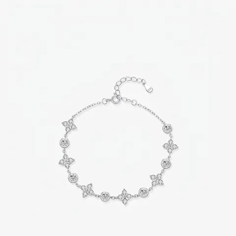 Elegante Bracciale In Argento Sterling 925 Con Zirconi Brillanti Design A Quadrifoglio Catena Regolabile Gioielli Da Donna