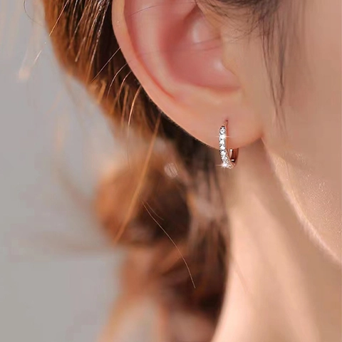 Cubic Zirconia Hoop Earrings With 925 Sterling Silver Earring Post 18K Gold Plated Copper Minimalist Luxury For Women
