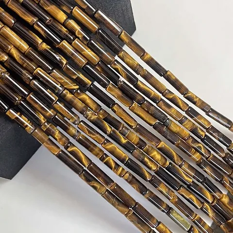 Perle In Pietra Occhio Di Tigre Giallo Naturale Cilindro Tubo Lucidate Pietre Preziose Sfuse Per La Creazione Di Gioielli DIY Braccialetti Collane