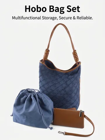 Denim Beuteltasche Große Kapazität Gesteppte Tote Mit Innentasche Retro Schultertasche Für Frauen Casual Streetwear
