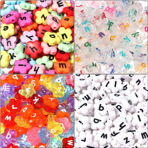 Perline Alfabeto Fiore Acrilico Colori Misti Piccole Lettere Per DIY Collana Bracciale Produzione Di Gioielli Artigianato