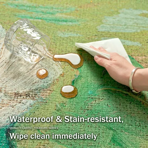 Round Area Rug Cotton And Polyester Non-Slip Waterproof Antibacterial Vintage Artistic Oil Painting Floral Home Decor