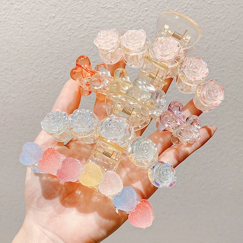 Pinzas Pelo Melocotón Oso Rosa Corazón Flor Plástico Estilo Coreano Dulce Pinzas Grandes Para Mujeres Niñas Accesorios