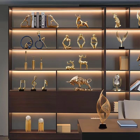 Moderne Abstracte Sculptuur Ornament Hars Gouden Dierenbeeld Voor Thuis Kantoor Bureau Decor Minimalistische Kunst