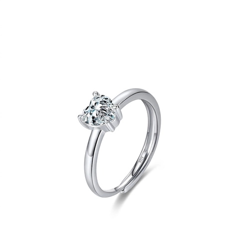 Herzform Ring 925 Sterlingsilber Zirkonia Verstellbares Offenes Design Süßer Romantischer Schmuck Für Frauen Geschenk