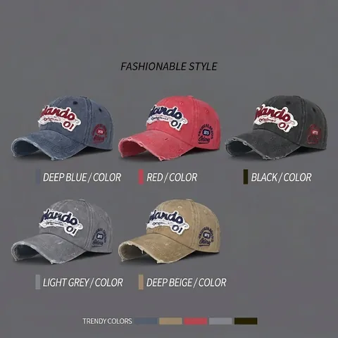 Cappellino Da Baseball Vintage In Cotone Lavato Con Ricamo Lettere Distressed Patch Streetwear Retrò Cappello Casual