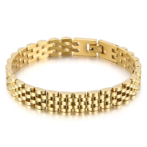 Bracciale In Acciaio Inossidabile Stile Cinturino Orologio Gioielli Di Moda Minimalisti Bracciale Unisex Con Chiusura Deployante