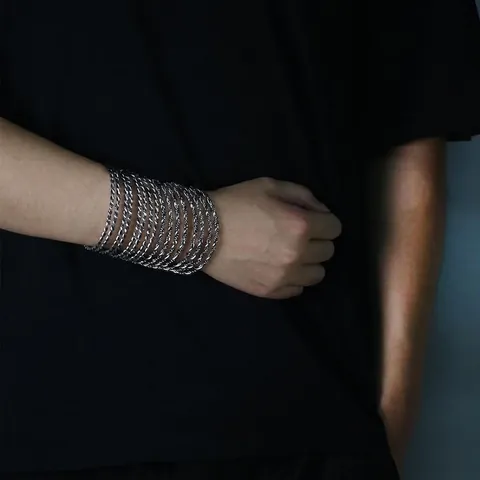 Bracciale Rigido A Corda Intrecciata Lega Di Zinco Hip Hop Punk Minimalista Gioielli Vintage Per Uomo