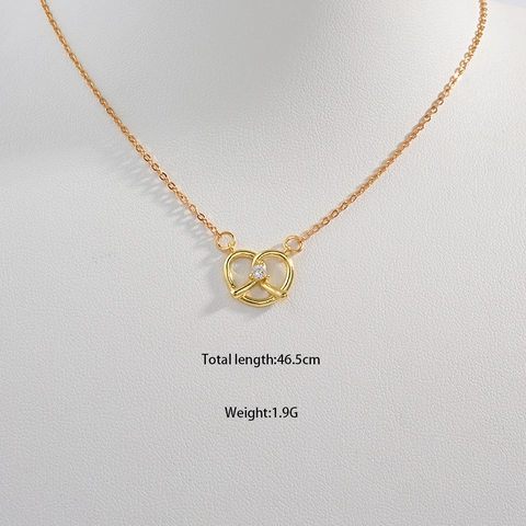 925 Sterlingsilber Herz Brezelknoten Halskette Für Damen Einfach Elegant Eingelegtes Zirkonia Anhänger Schlüsselbein Schmuck
