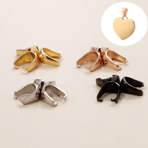 Stainless Steel Pendant Bails Pinch Clip Connectors For DIY Jewelry Making Handmade Necklace Accessory