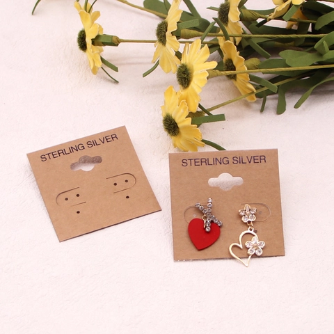 Earring Display Cards Brown PVC Paper Jewelry Packaging Hanging Tags For Studs And Ear Clips