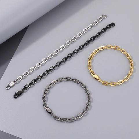 Geometric Cut-Edged O-Link Chain Necklace And Bracelet Stainless Steel Industrial Minimalist Jewelry Men Women