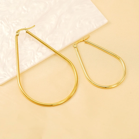 Minimalist Teardrop Hoop Earrings Stainless Steel 18K Gold Plated Large Waterdrop Geometric Fashion Jewelry For Women