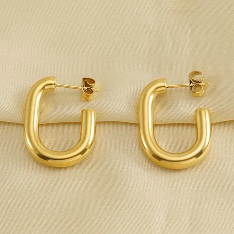 U-Vormige Oorbellen Roestvrij Staal 18K Verguld Minimalistisch Geometrisch Hoops Sieraden Voor Dames
