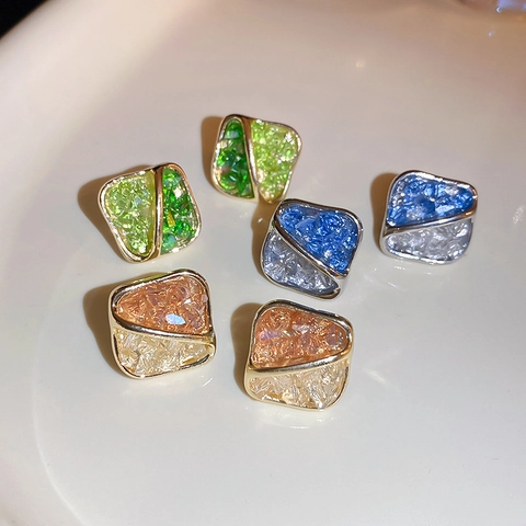Orecchini A Lobo Geometrici Quadrati Con Cristallo Artificiale E Perno In Argento Gioielli Stile Francese Vintage Per Donne