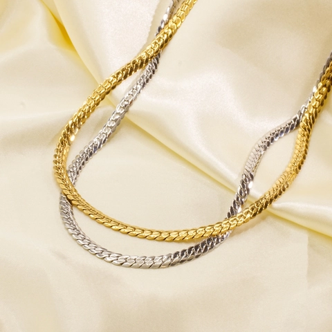 Collar de Cadena de Hueso de Serpiente de Acero Inoxidable de Moda para Mujer Hombre Joyería Minimalista Simple Galvanizada