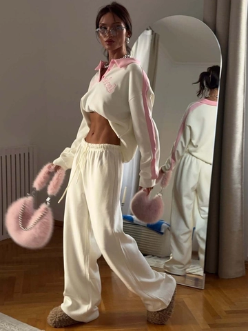 Donna Felpa E Pantaloni Tuta Mezza Zip Colletto Polo Blocchi Di Colore Cotone Poliestere Casual Streetwear Ricamo Club