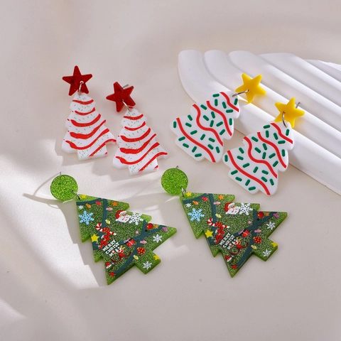 Weihnachtsbaum Ohrringe Strass Schneeflocke Hänger Für Damen Mit Silberohrstecker Festlicher Schmuck