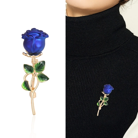 Roos Bloem Broche Pin Legering Emaille Rhinestone Elegant Plant Ontwerp Koreaanse Mode Sieraden Voor Vrouwen