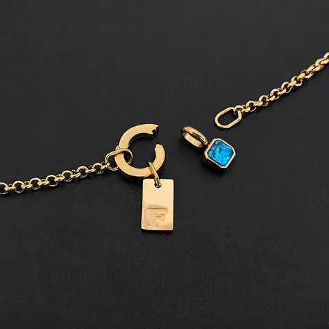 Collar de Pendiente de Letra de Acero Inoxidable de Lujo Americano Alfabeto con Diamantes de Imitación Collar Largo Joyería para Mujer Regalo