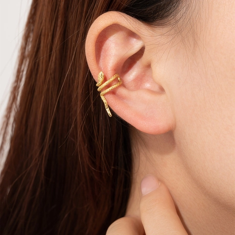 Snake Ear Cuff 925 Sterling Silber Ohne Piercing Wickel Schlange Textur Clip Ohrringe Minimalistischer Punk Schmuck Damen