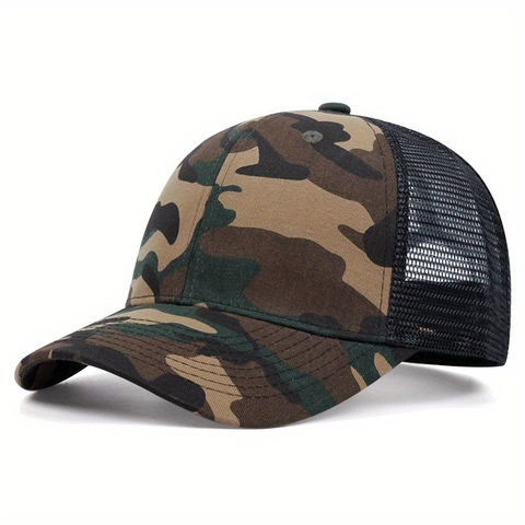 Trucker Hat Mesh Breathable Baseball Cap Curved Brim Adjustable Outdoor Sports Fashion Unisex Sun Protection