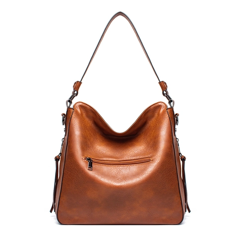 Women Large Capacity PU Leather Tote Bag And Pouch Multi Zipper Pockets Tassel Retro Shoulder Crossbody Handbag