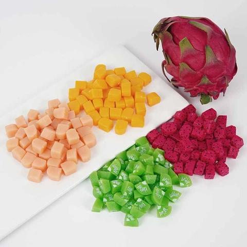 Mini Cubos De Frutas De Simulación PVC Modelo Artificial De Pitaya Kiwi Mango Para Decoración De Cocina De Casa De Muñecas
