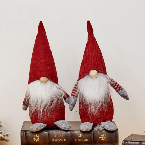 Gnomo Di Natale Ornamenti In Peluche Babbo Natale Senza Volto Tomte Gonk Per Decorazione Desktop Casa Con Cappello In Maglia Naso Di Legno