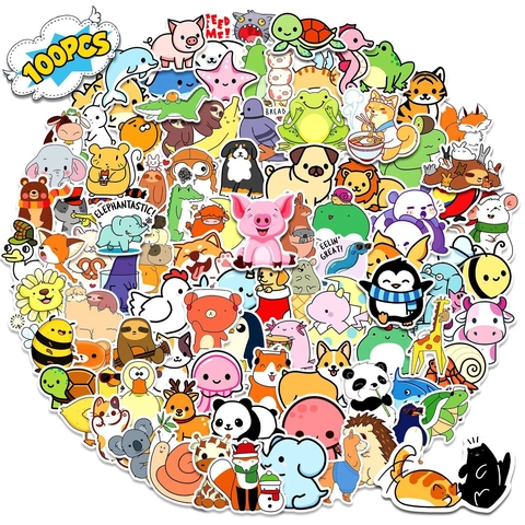 Lindas Pegatinas De Animales De Dibujos Animados Calcomanías De Vinilo Impermeables Papelería Decorativa Para Portátil Álbum De Recortes