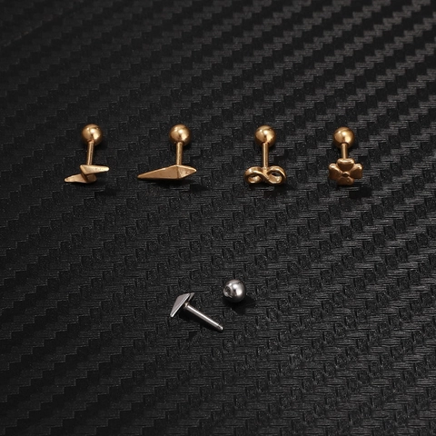 Pendientes De Cartílago Acero Inoxidable 316L Piercing Hélix Cierre De Rosca Forma Geométrica Rayo Joyería Moda