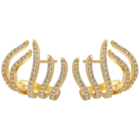 Boucles D'oreilles Géométriques En Laiton Plaqué Or 18K Avec Micro Pavé De Zircone Bijoux Mode Femmes