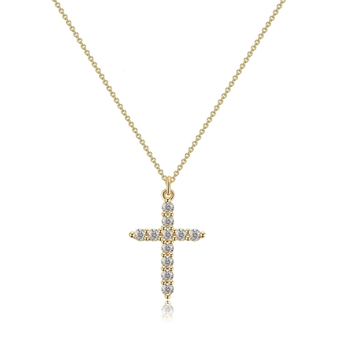 Stainless Steel Cross Pendant Necklace For Women 18K Gold Silver Plated Full Cubic Zirconia Pavé Setting Fashion Jewelry