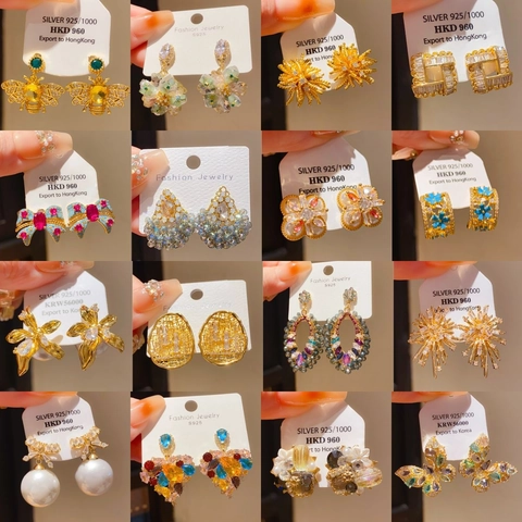 Elegant Bow Flower Heart Butterfly Faux Artificial Pearl Earrings With 925 Sterling Silver Earring Post Alloy Gold Plated Women