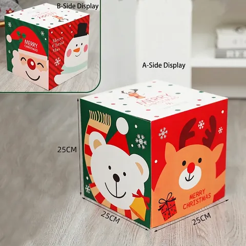 Scatole Regalo Di Natale Cartone Cartone Animato Babbo Natale Pupazzo Di Neve Renna Quadrato Decorazione Festa