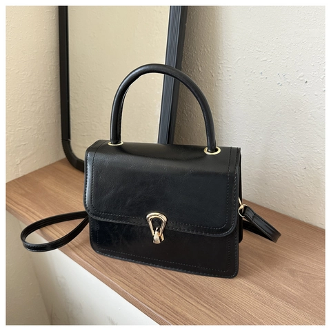 Sac À Épaule Vintage En Cuir PU Élégant Sac Bandoulière Avec Rabat À Boucle Dorée Style Rétro Pour Femme Usage Quotidien