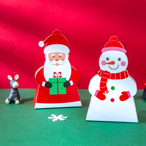Kerst Cadeaudozen Karton Opvouwbare Snoepdozen Kerstman Sneeuwpop Vorm Voor Feestartikelen Vakantie Traktaties Draagbaar Handvat