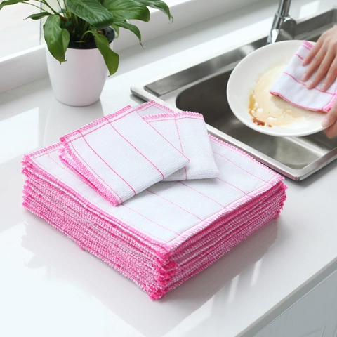 Torchons En Gaze De Coton Microfibre Absorbants Multi Couches Maille Serviettes De Cuisine Pour Le Nettoyage Carré