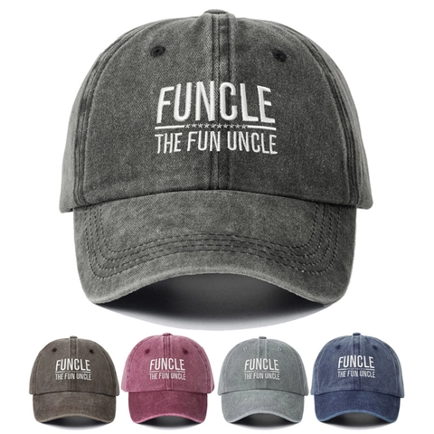 Casquette De Baseball Brodee Funcle The Fun Uncle Coton Lave Ajustable Decontracte Vintage Chapeau Soleil