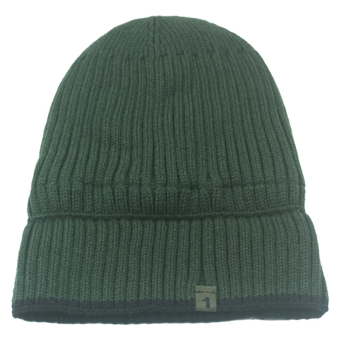 Gebreide Muts Beanie Acryl Fleece Gevoerd Winter Warm Winddicht Geribbelde Patch Decor Outdoor Unisex Volwassenen