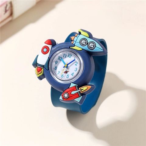Orologio Slap Per Bambini Cartone Animato Cinturino In Silicone Quarzo Analogico Spaziale Razzo Aereo Per Ragazzi Ragazze Regalo