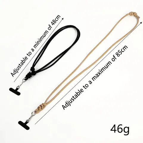 Adjustable PU Leather Phone Lanyard Crossbody Neck Strap With Gasket Universal Fashion Hanging Cord