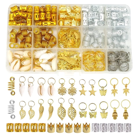 Dreadlock Jewelry Hair Braid Rings Cuffs Alloy Metal Natural Shell Pendants Boho Ethnic Style For Women Girls