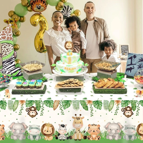 Dschungel Safari Geburtstag Party Zubehör Einweg Plastik Tischdecke Pappteller Becher Servietten Für Kinder Dekoration