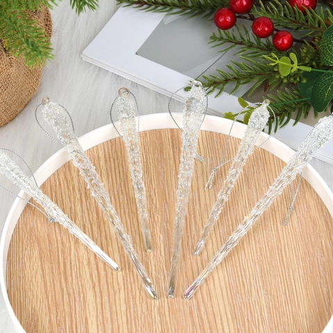Decorazioni Appese Albero Natale Vetro Acrilico Ghiacciolo Goccia Acqua Trasparente Glitter Decorazione Feste