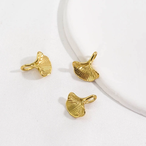 Ginkgo Blatt Anhänger Edelstahl Vakuum Vergoldet Ginkgo Biloba Blatt Pendants Für DIY Halskette Schmuckherstellung Zubehör