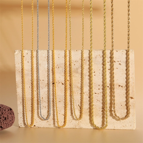 Collana A Catena Di Corda Rame Placcato Oro 18K 24K Hip Hop Catena Twist Per Uomini Donne Gioielli Minimalisti