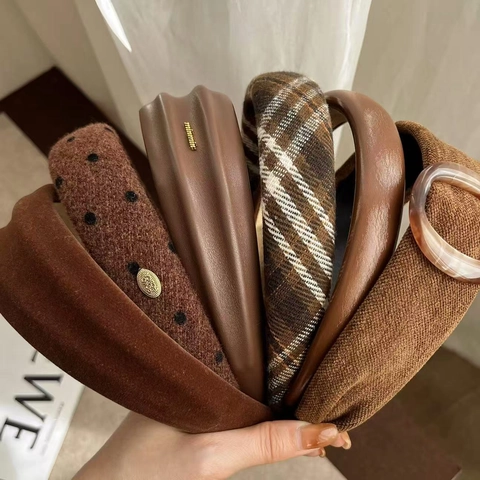 Vintage Leopard Print Breites Gepolstertes Stirnband Samt Cord Tweed Stoff Lederoptik Haarreif Retro Haarschmuck Für Damen
