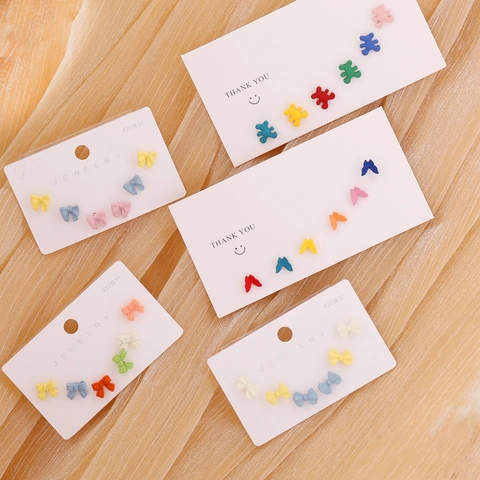 Butterfly Bear Bowknot Stud Earrings Alloy With 925 Sterling Silver Earring Post Colorful Macaron Style Cute Jewelry